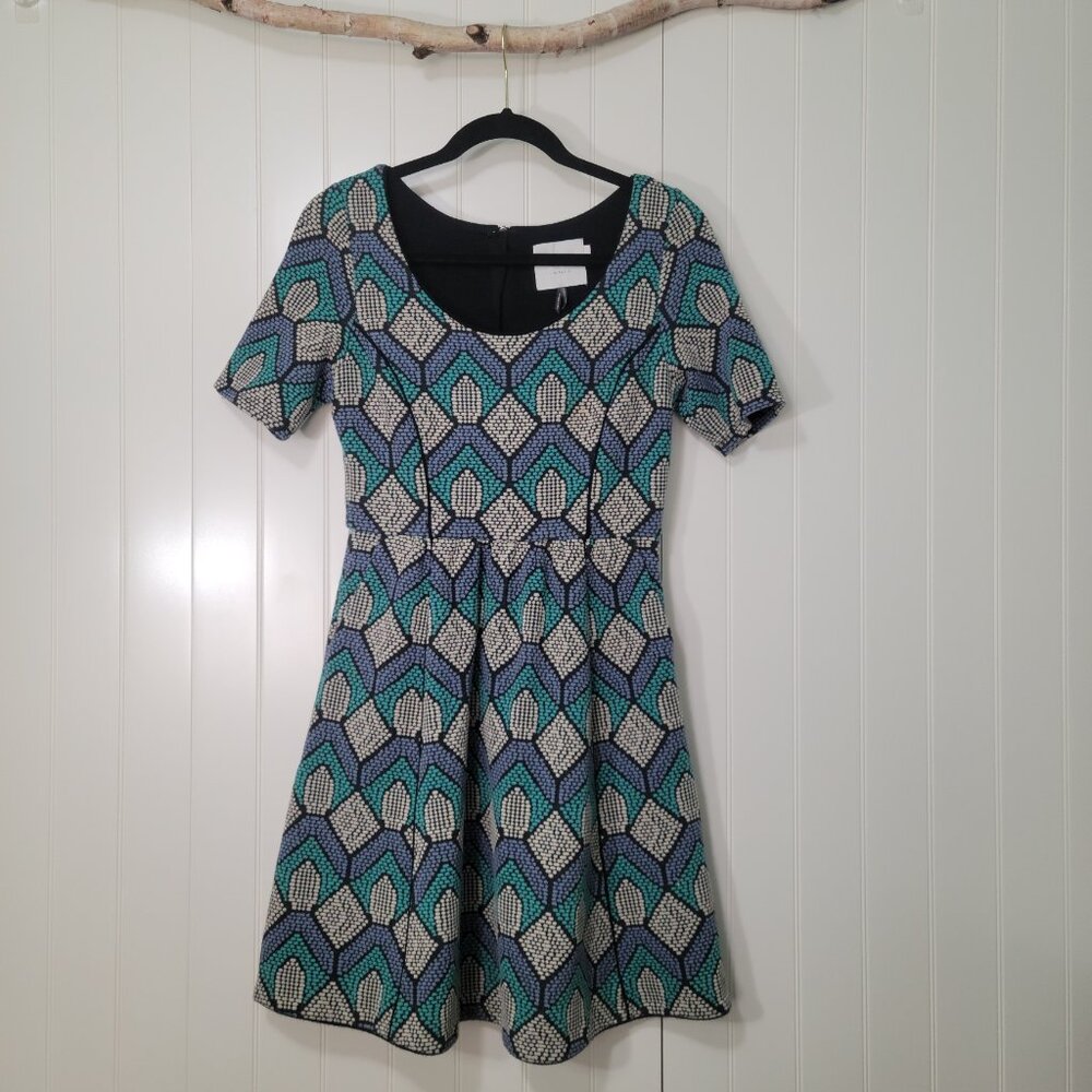 Anthropologie HD In Paris Hollyhock Retro 50s Rockabilly Fit & Flare Knit Dress - Picture 4 of 15